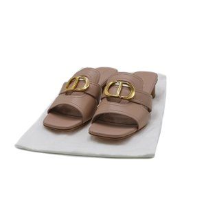 13362 - Christian Dior 30 Montaigne Heeled Slide Powder Pink Calfskin Size 36